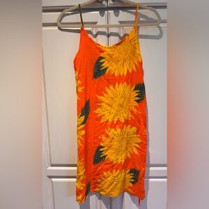 Rayon girl dress size L wear on tie see pic bright orange and yelllw flowers